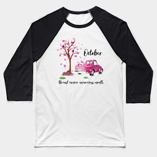 Pumpkin Pink Truck October Breast Cancer Awareness Month Baseball T-Shirt